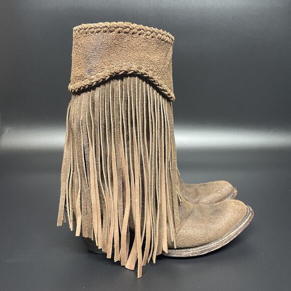 Old Gringo Shoes - Old Gringo Womens 7B Cowgirl Kally Fringe Cowboy Boots Brown Suede Western Boots